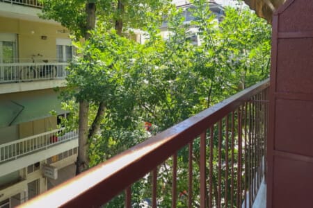 Myrto one-bedroom apartment near Thessaloniki center with modern living space, balcony, and easy metro access for a convenient city stay