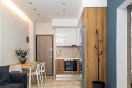 Myrto one-bedroom apartment near Thessaloniki center with modern living space, balcony, and easy metro access for a convenient city stay